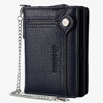 Antitheft Chain Wallet For Men Retro Leather Money Clip