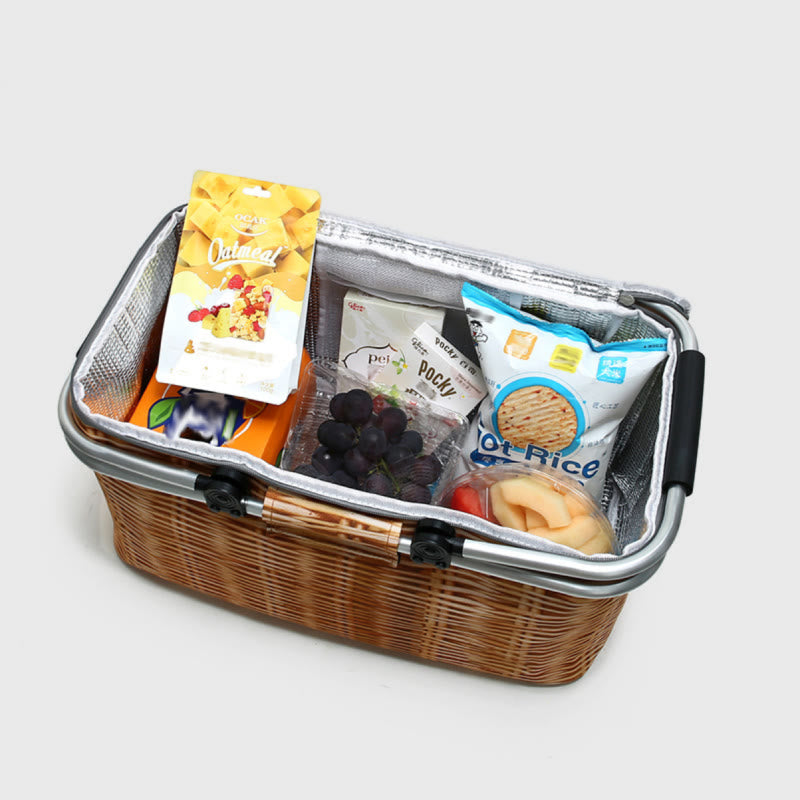 Cooler Bag For Beach Outing Foldable Thicken Oxford Picnic Basket