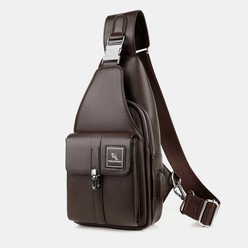 Men Leather Sling Bag Multipurpose Casual Bag Chest Bag Shoulder Bag