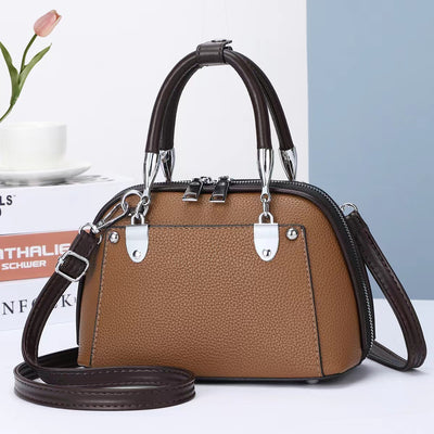 Vegan Leather Boston Bag Satchel Solid Color Crossbody Purse Handbag For Women