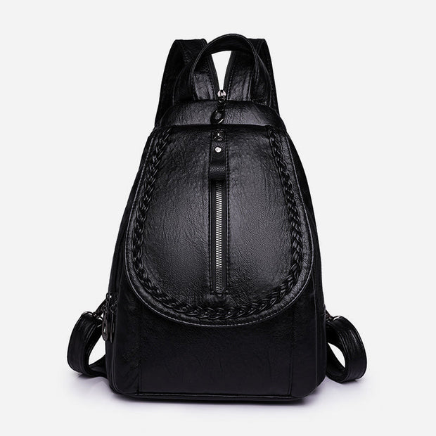 Twist Clamshell Leather Backpack Convetible Sling Bag For Women