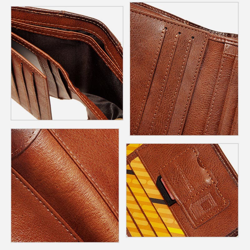 Ultra Thin Trifold Wallet For Men RFID Leather Short Purse