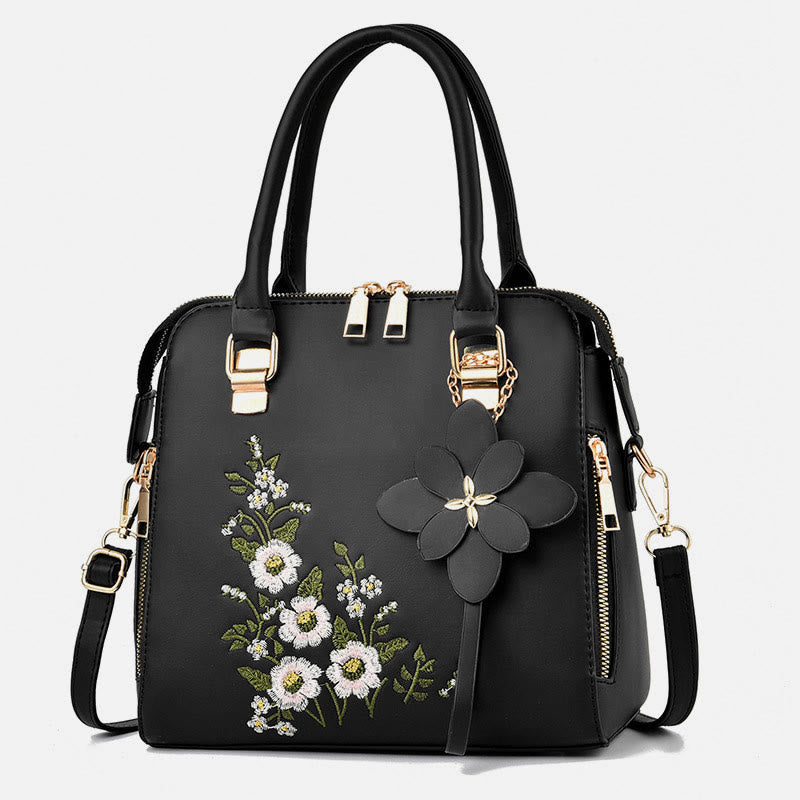 Floral Leather Handbag Women Outing Elegant Crossbody Bag