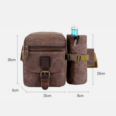 Canvas Belt Bag for Women Men Waist Bag Chest Bag with Bottle Pocket