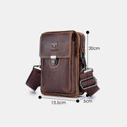 Genuine Leather Multifunctional Waist Messenger Bag with Belt Loop