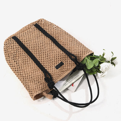 Minimalist Straw Tote For Women Holiday Beach Underarm Bag