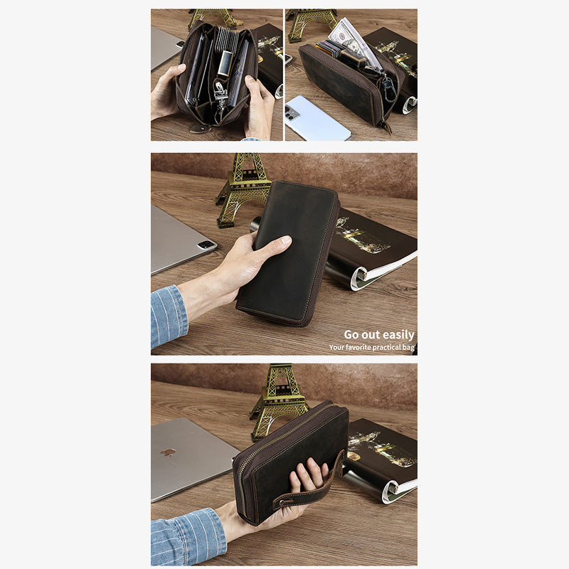 RFID Blocking Gentle Wallet Mens Business Genuine Leather Clutch