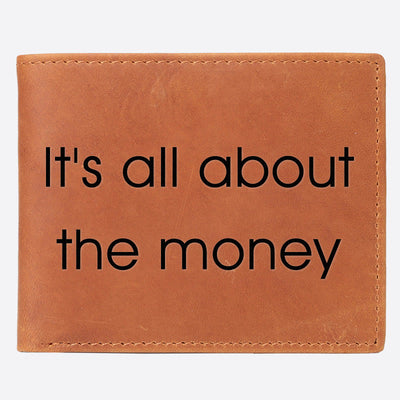 It's All About The Money Engrave Leather For Men RFID Purse