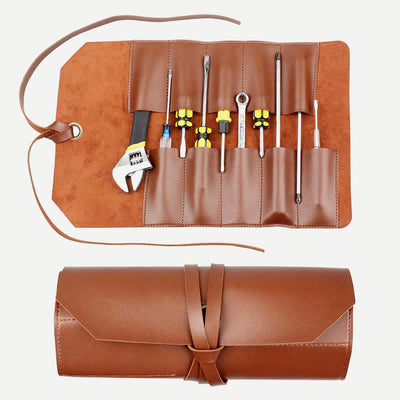 Leather Roll Up Tool Pouch Bag Tool Organizer Retched Bag