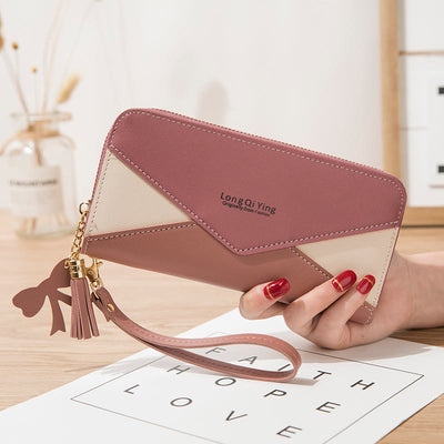 Long Zipper Money Clip Women Envelope Leather Phone Bag