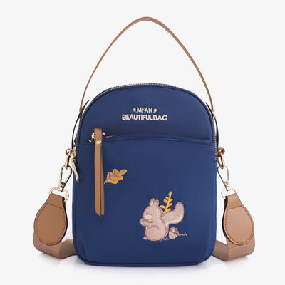 Squirrel Embroidery Oxford Phone Bag For Women Lightweight Crossbody Bag