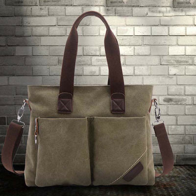 Canvas Shoulder Bag for Women Men Retro Casual Handbags Work Tote