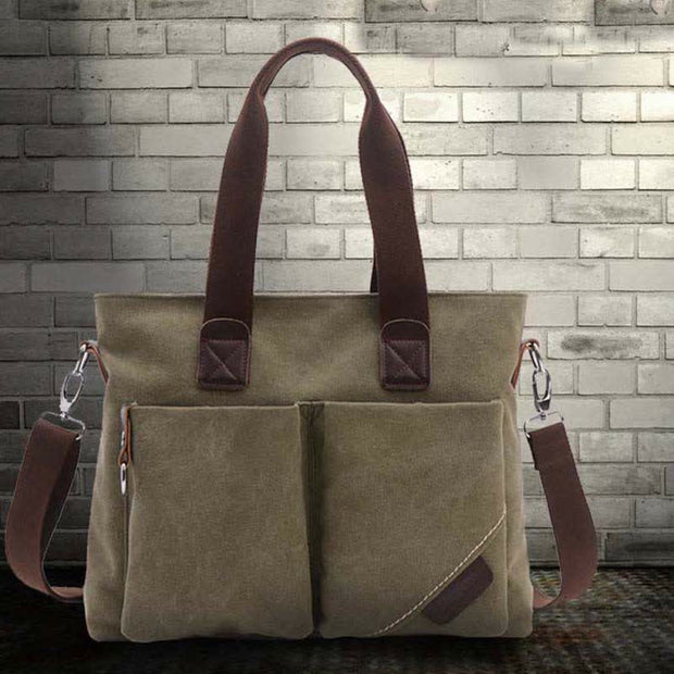 Canvas Shoulder Bag for Women Men Retro Casual Handbags Work Tote