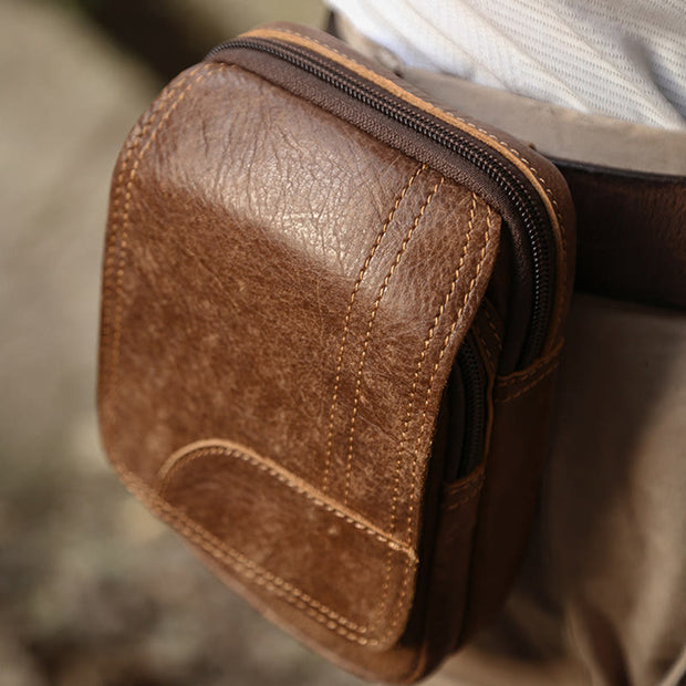 Waist Bag For Men Daily Outdoor Retro Wear Belt Fanny Pack