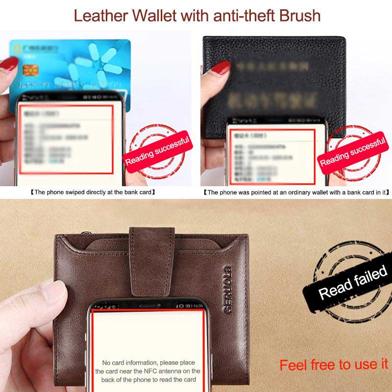 RFID Men's Real Cowhide Detachable Short Wallet