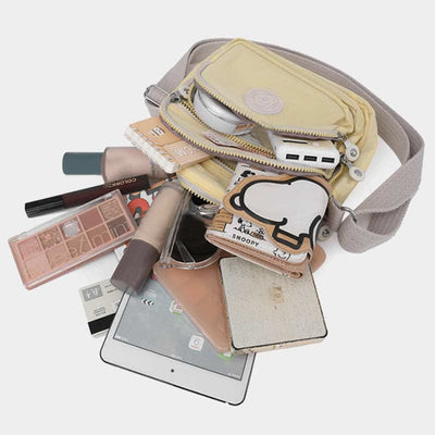 Nylon Crossbody Belt Bag for Women Multi-pocket Travel Shoulder Purse