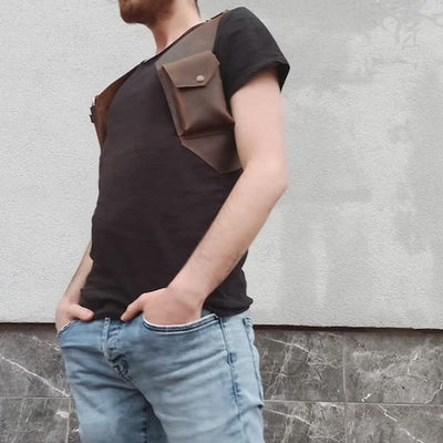 Outdoor Vest Purse Women Men Underarm Leather Armpit Bag