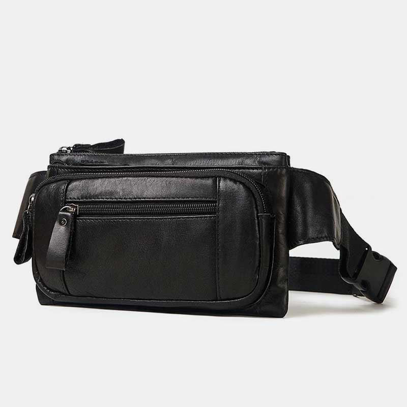 Genuine Leather 3 Layer Multi-Use Waist Pack Sling Bag