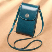 Phone Bag For Women Cowhide Genuine Leather Vertical Crossbody Bag