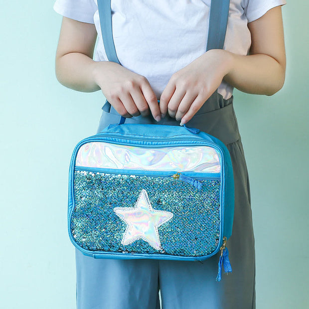 Lunch Bag For Children Glitter Heart Pattern Insulated Bag