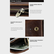Wallet For Men Retro Genuine Leather Multi Pocket Money Clip