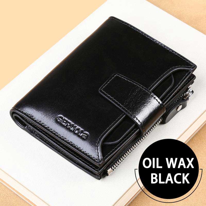 RFID Men's Real Cowhide Detachable Short Wallet