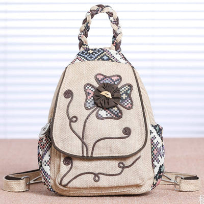 Multifunctional Large Capacity National Floral Printing Backpack