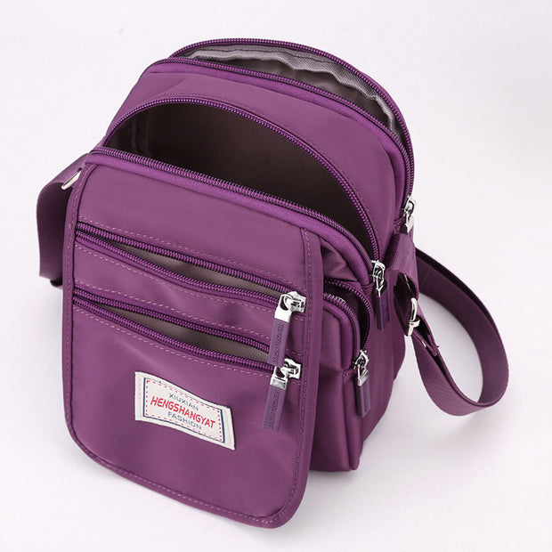 Functional Women Purse Multi-Pocket  Nylon Solid Color Nylon Crossbody Bag Shoulder Bag