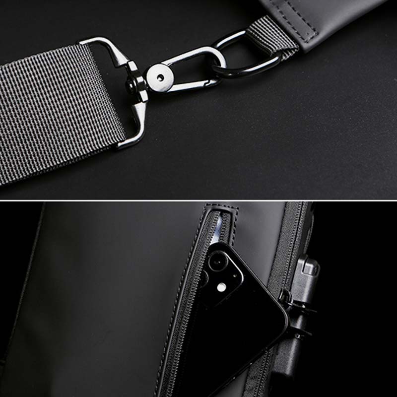 Anti-theft Waterproof Large Capacity Casual Sling Bag With USB Charging Port & Reflective Strip