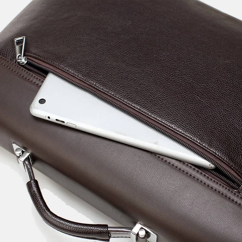 Briefcase for Men Business Computer PU Leather Casual Shoulder Bag