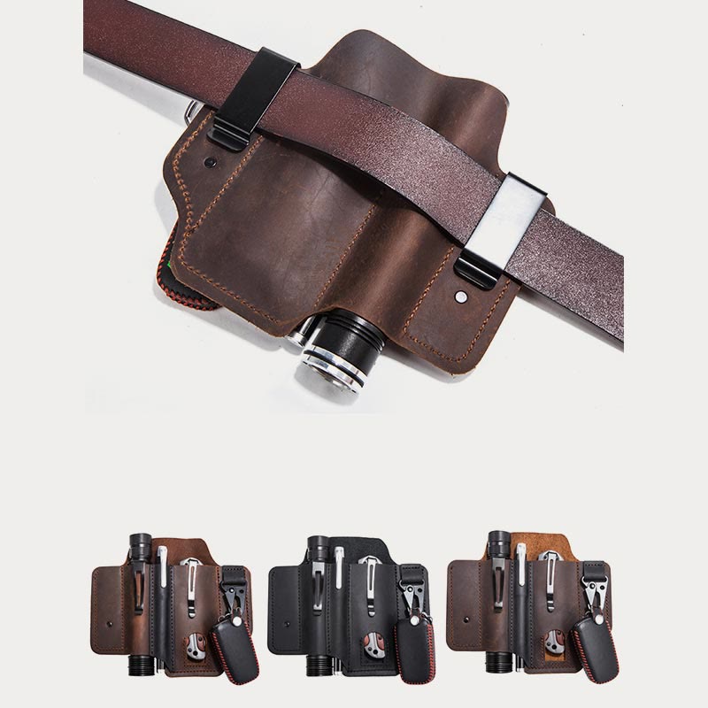 Multitool Leather Belt Sheath EDC Pocket Organizer Leatherman Sheath Pouch