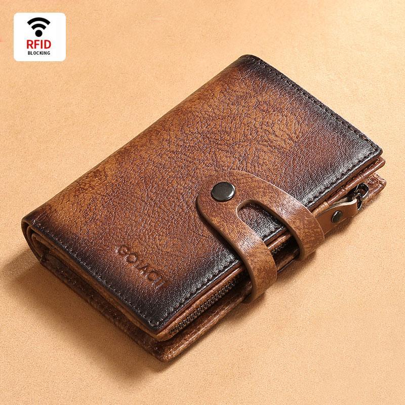 RFID Leather Retro Multifunctional Wallet