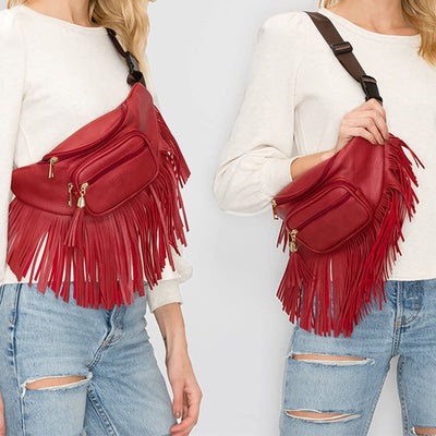 Waist Bag For Women Outdoor Multifunctional Tassel Crossbody Bag