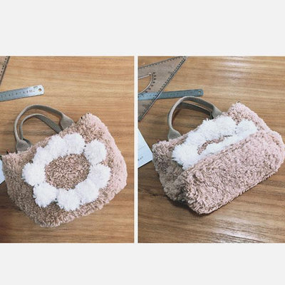 Large Capacity Cute Lamb Hair Tote Crossbody Bag