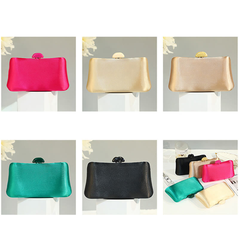 Evening Bag For Women Simple Solid Color Clasp Square Clutch