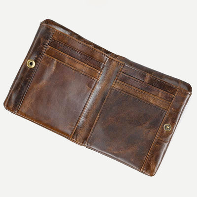 Retro Men's Leather Wallet Bifold Design Slim Holder 6-10 Cards