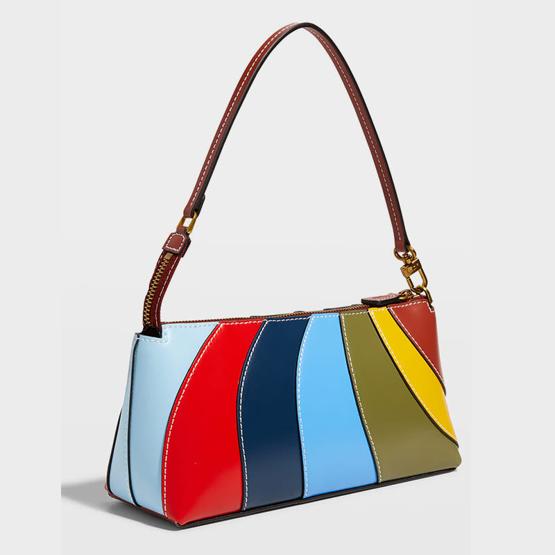 Shoulder Bag For Women Rainbow Candy Color Splicing Handbag