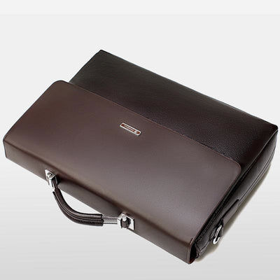 Briefcase for Men Business Computer PU Leather Casual Shoulder Bag