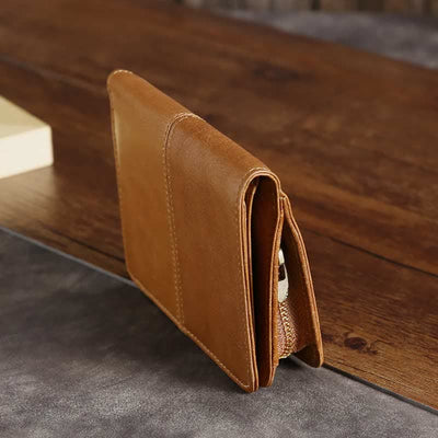 Men Bifold Wallet Real Leather RFID Blocking Short Wallet Coin Purse