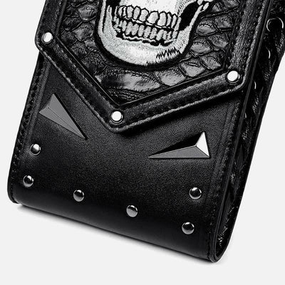 Faux Leather Skull Phone Bag  Waist Pack Punk Style Crossbody Purse