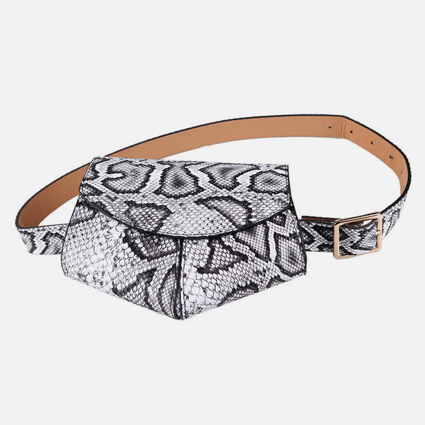Snakeskin Grain Waist Bag For Women Vegan Leather Belt Bag