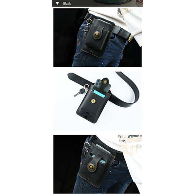 Multifunctional Genuine Leather Cell Phone Belt Bag Loop Waist Holster