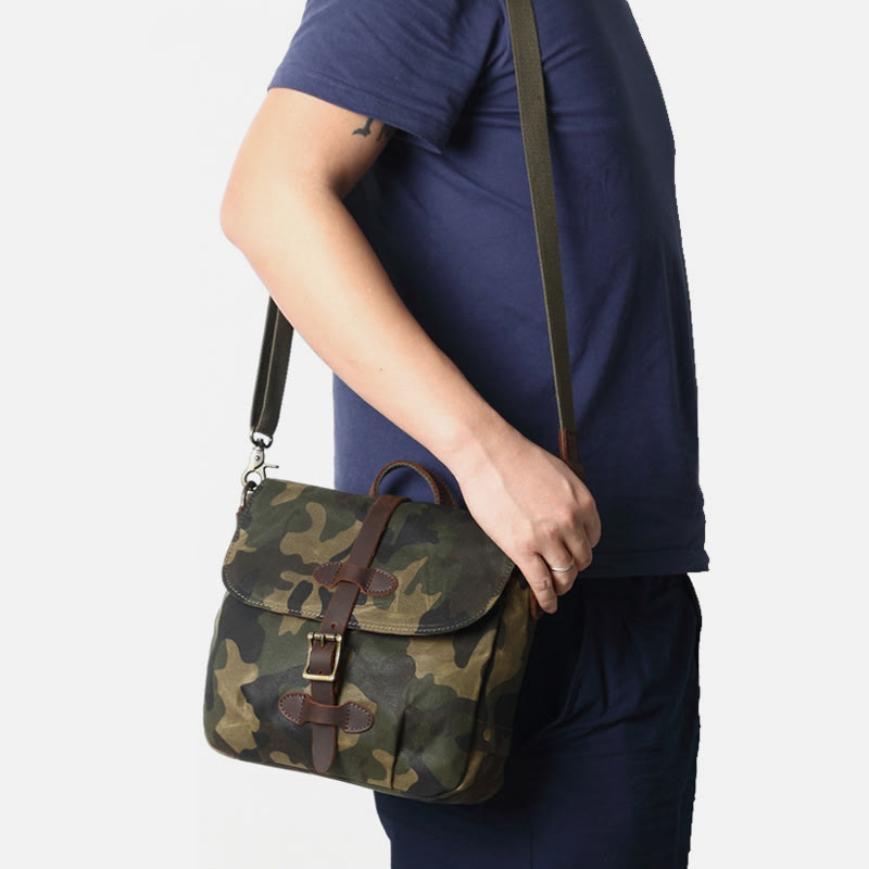 Camouflage Color Crossbody Bag Travel Canvas Messenger Purse For Men