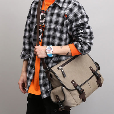 Canvas Messenger Bag Vintage Crossbody Shoulder Bag Laptop Bag Briefcase