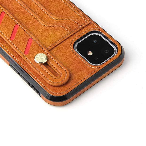 Leather Phone Case Wallet For iPhone Samsung With Wristlet Strap Card Slot
