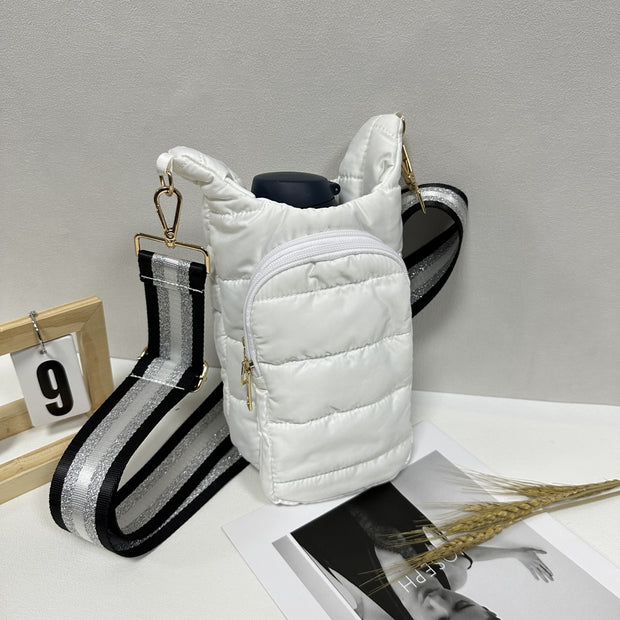 Down Bottle Cover For Winter Outdoor Portable Crossbody Cup Cover