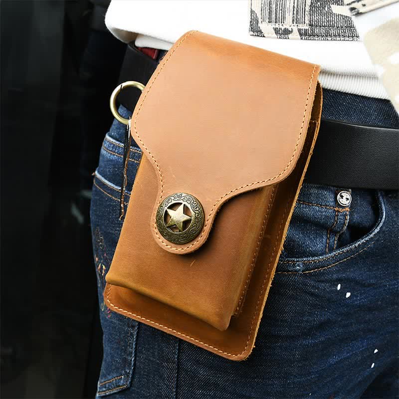 Genuine Leather Phone Holster for Men EDC Phone Belt Pack Bag