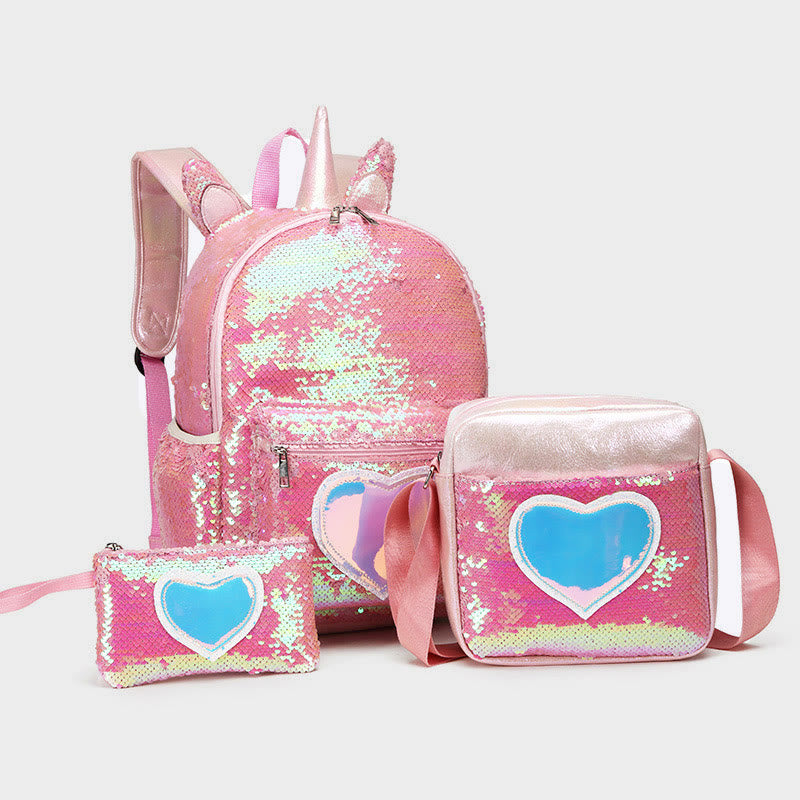 Backpack For Students Sequin Three-piece Set For Primary School Students