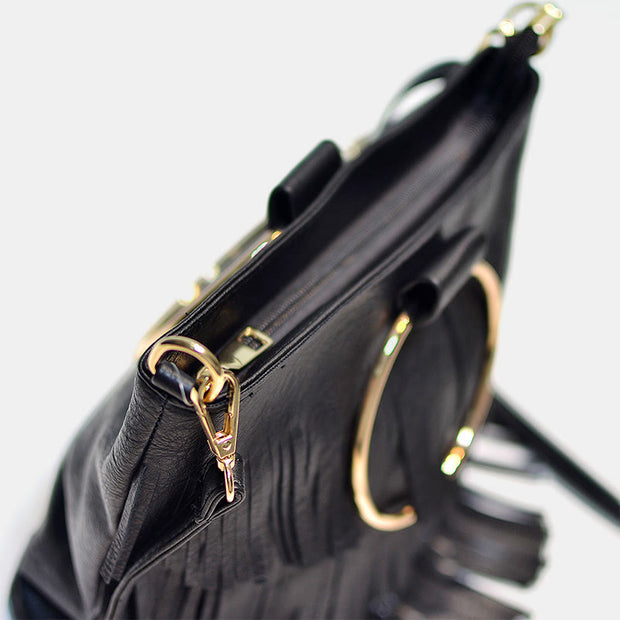 Tassel Leather Handbag For Women Music Party Classic Crossbody Bag
