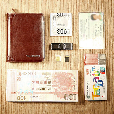 Solid RFID Genuine Leather Wallet Organizer Purse